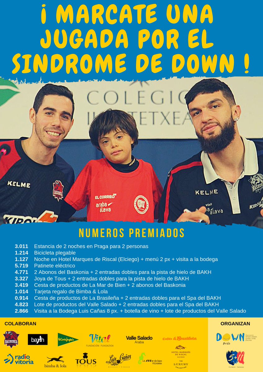 Números premiados en el sorteo de DOWN ARABA