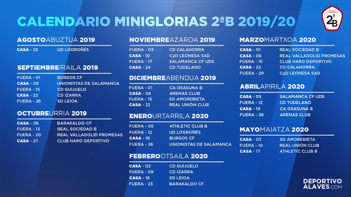 CANTERA DA | Consulta los calendarios de la próxima temporada de nuestros equipos