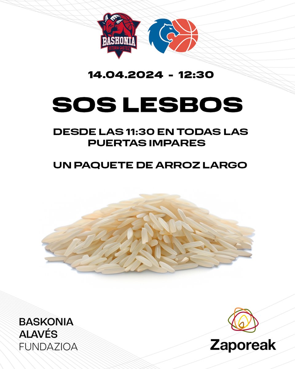 Baskonia colabora con Zaporeak en la recogida de arroz en el partido frente a Breogán
