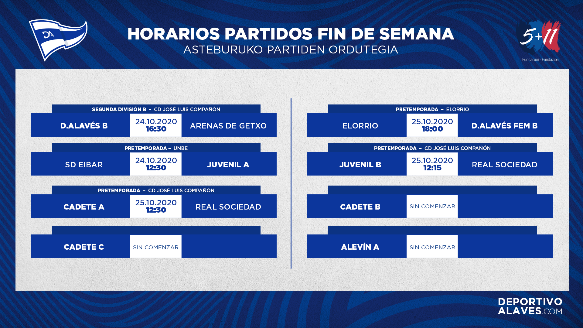 Horarios de los partidos del fin de semana para la cantera albiazul